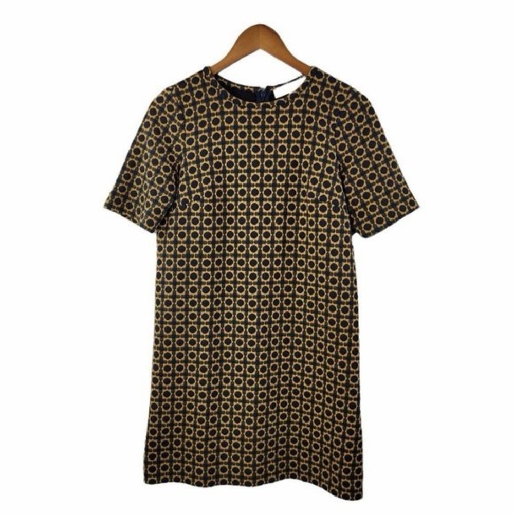LOFT Navy and Gold Geometric Mini Dress